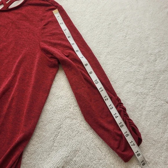 Apt 9 Women's Top Red with 3/4 Sleeves Size M Lattice Back Cutout - Picture 8 of 9